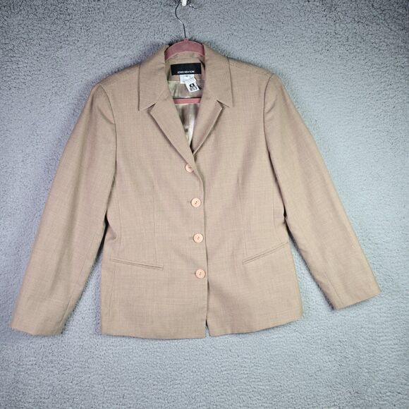 VTG Jones New York Womens Blazer 12 Beige Wool Blend Checkerboard Classic - Picture 2 of 16